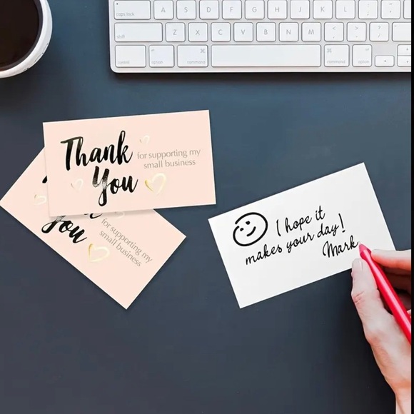 Elegant Thank You Cards for Small Business - Cream and Gold - Picture 3 of 3